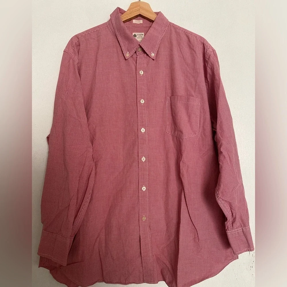 J Crew Button Down Shirt Mens XXL Large Long Sleeve Casual Red White Checker